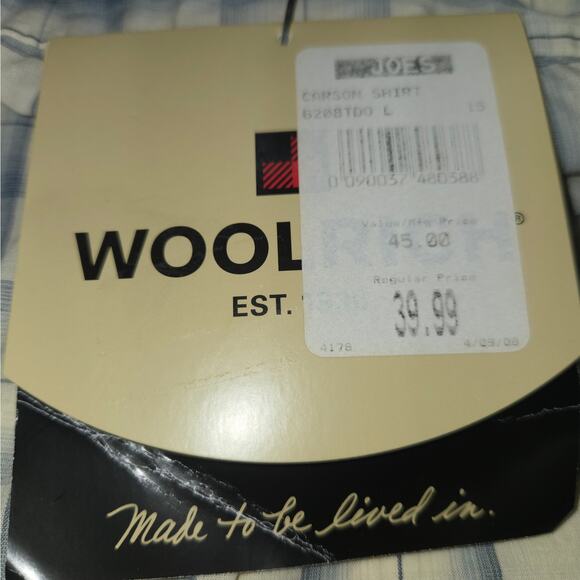 Woolrich Mens Large Button Up Carson Shirt Plaid Short Sleeve Tidal Ombre NWT - Picture 6 of 16